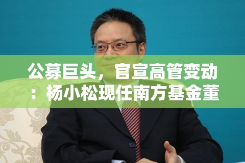 公募巨头，官宣高管变动：杨小松现任南方基金董事、总经理、首席信息官，俞文宏任南方基金副总、董事会秘书