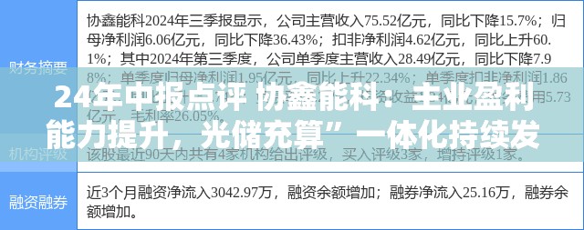 24年中报点评 协鑫能科：主业盈利能力提升，光储充算”一体化持续发力