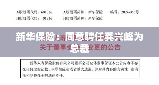新华保险：同意聘任龚兴峰为总裁