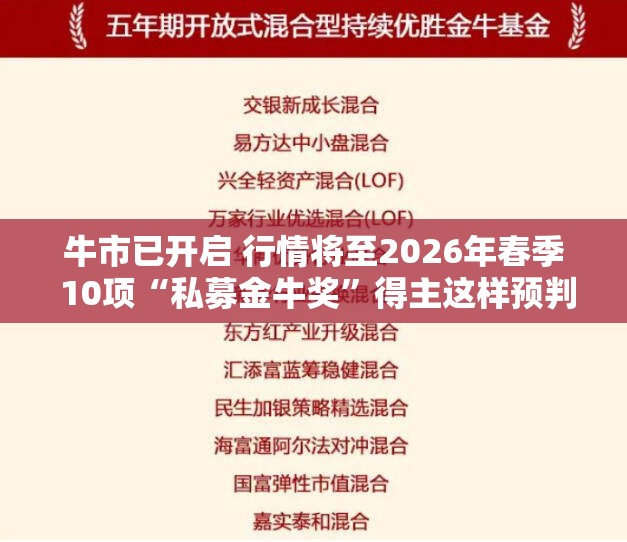 牛市已开启 行情将至2026年春季 10项“私募金牛奖”得主这样预判｜投资人说