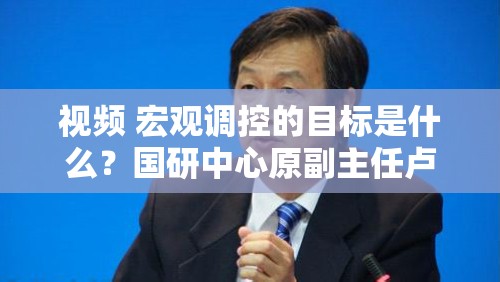 视频 宏观调控的目标是什么？国研中心原副主任卢中原最新解读