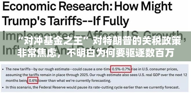 “对冲基金之王”对特朗普的关税政策非常焦虑，不明白为何要驱逐数百万移民