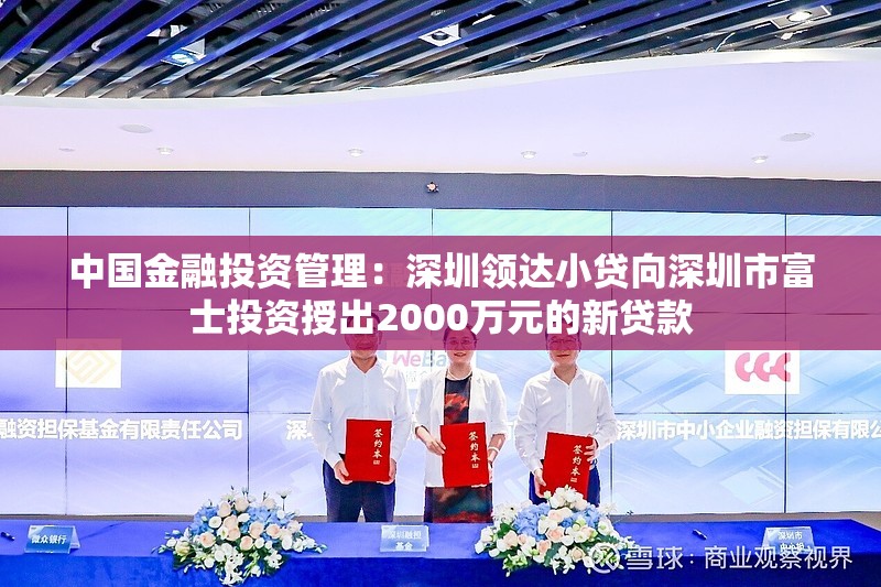 中国金融投资管理：深圳领达小贷向深圳市富士投资授出2000万元的新贷款