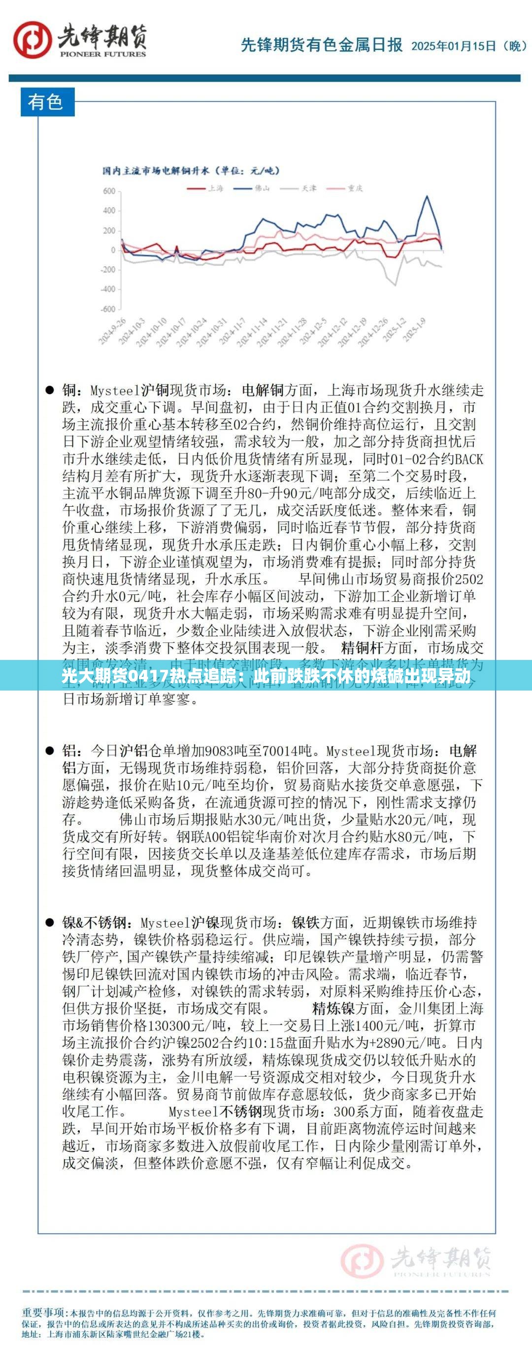 光大期货0417热点追踪：此前跌跌不休的烧碱出现异动