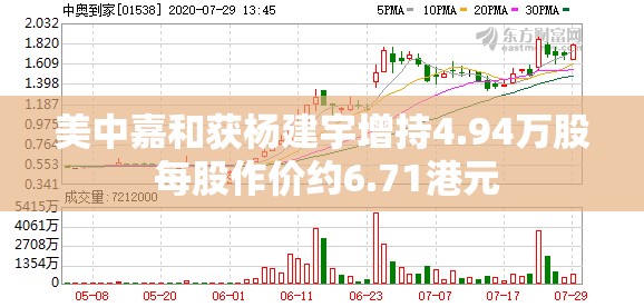 美中嘉和获杨建宇增持4.94万股 每股作价约6.71港元