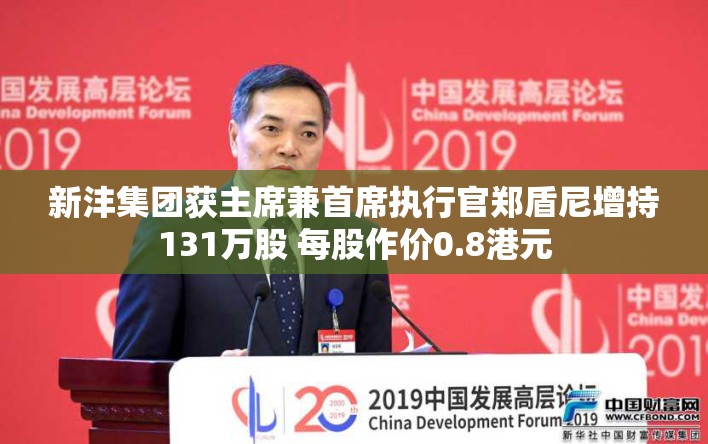 新沣集团获主席兼首席执行官郑盾尼增持131万股 每股作价0.8港元